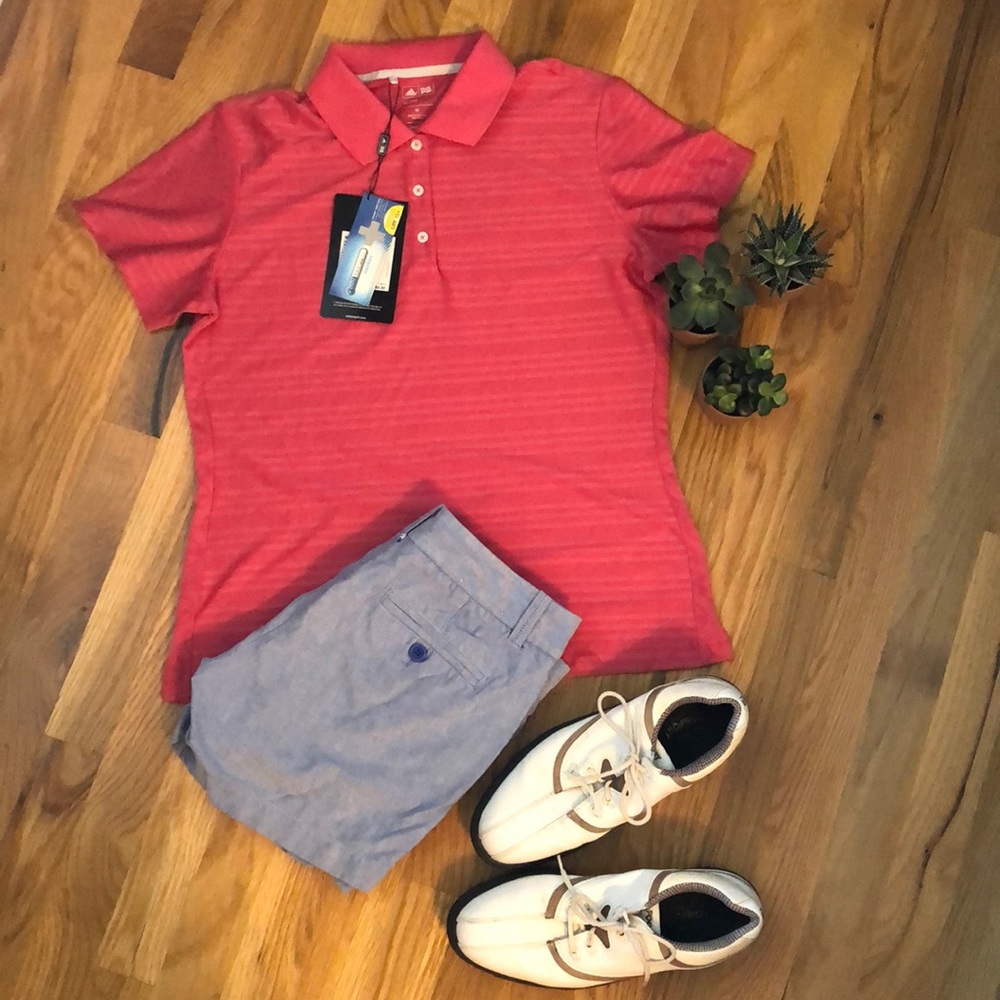 NWT Adidas Climacool Golf Shirt in Pink